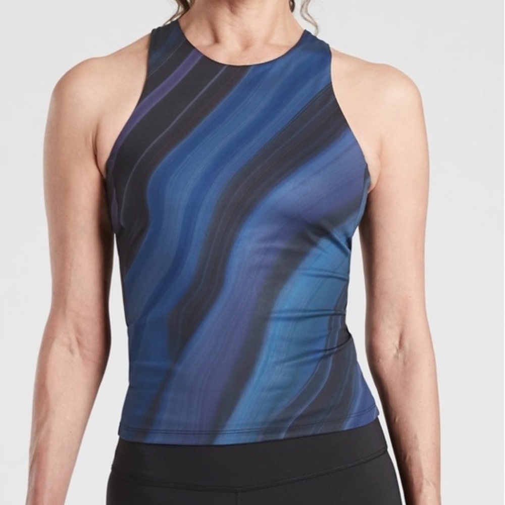 Athleta Swirl Pattern Tank Top in Blue and Black